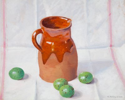 Brocca di Ceramica e Fichi Verdi da René Fontayne