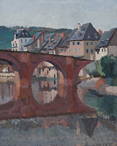 Riflessione del ponte sul Lot a Espalion, Aveyron da René Fontayne