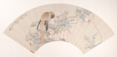 Uccello su una roccia vicino a un ramo fiorito da Ren Xun