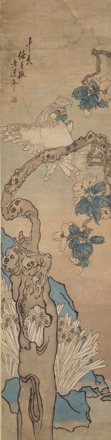 Pappagallo in albero fiorito, 1835-1893 da Ren Xun