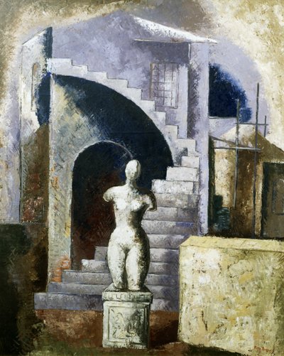 Statua e scala da Renato Paresce