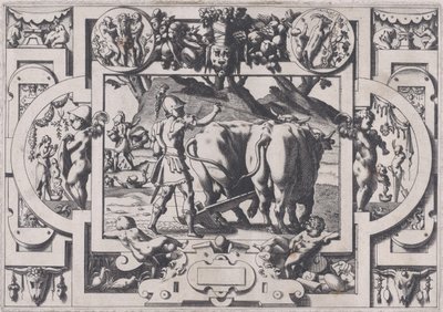 Giasone semina i denti del drago da Rene Boyvin