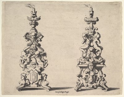 Due disegni di candelabri, ca. 1550-60 da Rene Boyvin