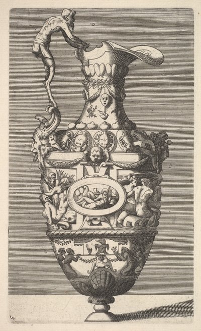 Vaso con un dio del fiume in un medaglione ovale, XVII secolo da Rene Boyvin