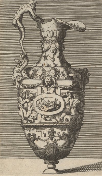 Vaso con un dio del fiume in un medaglione ovale, fine XVII secolo da Rene Boyvin