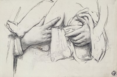 Studio della mano per Nostra Signora di Morienval in Oise, Francia (dettaglio) da René François Xavier Prinet