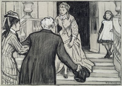 La visita, illustrazione da La Jeune Fille Bien Élevée di René Boylesve da René François Xavier Prinet