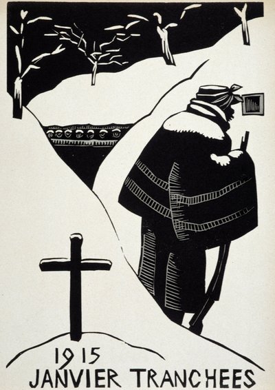 Gennaio 1915: le trincee - in "Calendario della Guerra", ill. di Herman-Paul, Librairie Lutetia, Parigi da Rene George Hermann Paul