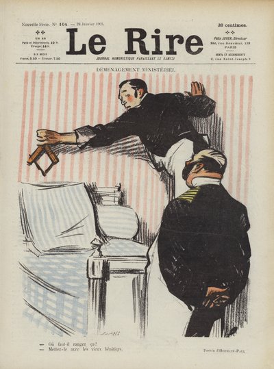 Trasloco ministeriale. Illustrazione per Le Rire da Rene George Hermann Paul