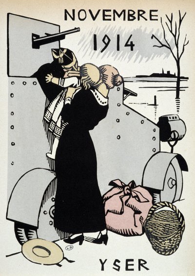 Novembre 1914: Yser, la partenza delle truppe - in “Calendar of War”, ed. 1916 da Rene George Hermann Paul
