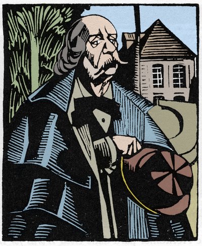 Ritratto di Gustave Flaubert. Incisione su legno di Hermann-Paul per il libro di Louis Bertrand 