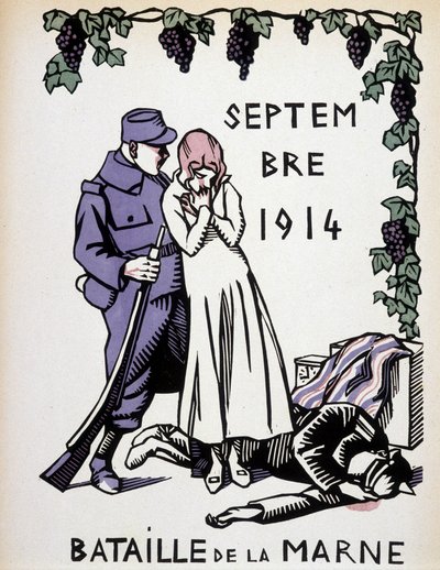 Settembre 1914: Battaglia della Marna - disegno di Herman Paul, in "Calendario della Guerra" ed. 1916 da Rene George Hermann Paul