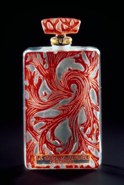 Flacone di vetro per il profumo Corallo Rosso (Le Corail Rouge) di Forvil da Rene Jules Lalique