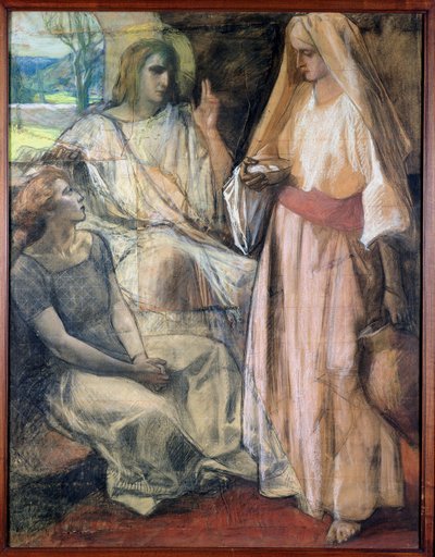 Cristo nella casa di Marta e Maria, 1924 (pastello su carta) da Rene Marie Castaing