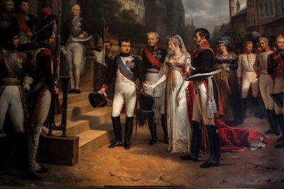 Napoleone riceve la regina di Prussia a Tilsitt da Rene Theodore Berthon