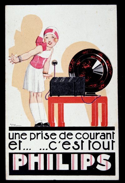 Pubblicità per il set radio Philips, c.1930 da Rene Vincent