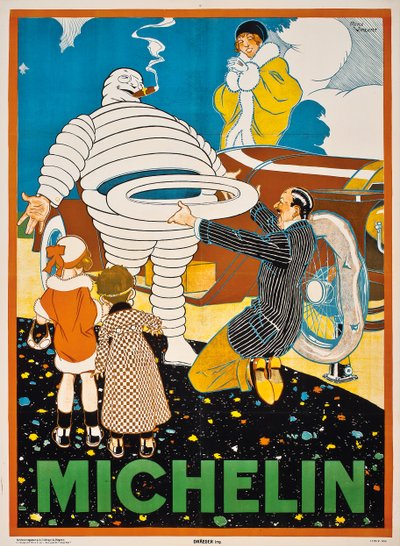Poster pubblicitario per Michelin, c. 1925 da Rene Vincent