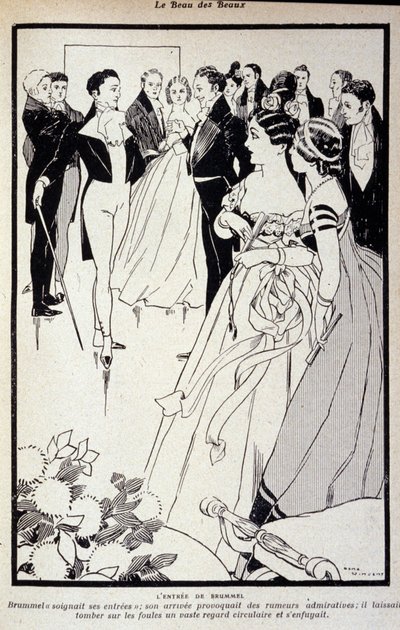 Rappresentazione di George Bryan Brummel noto come il Beau Brummel (1778 - 1840), il Re dei Dandy. Illustrazione di René Vincent. XIX secolo da Rene Vincent