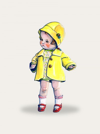 Abito giallo per bambola da Renee Machan Cottagecore Artist