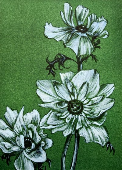 Inquietanti fiori verdi da Renee Machan Cottagecore Artist