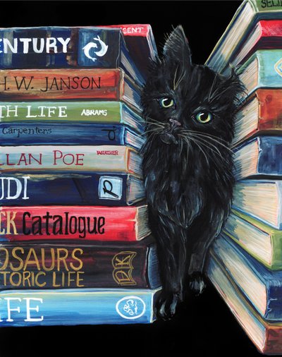 Il gatto curioso della biblioteca da Renee Machan Cottagecore Artist