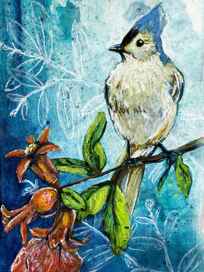 Cincia capirossa e melograno da Renee Machan Cottagecore Artist