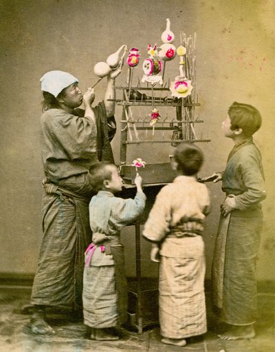 Venditore di palloncini. c1875 da Renjo Shimooka