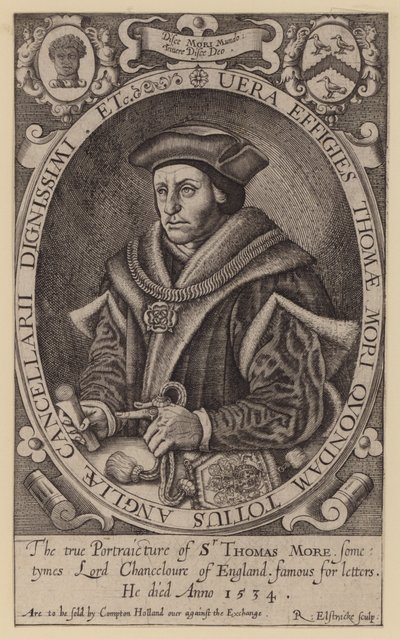 Sir Thomas More, avvocato, statista, filosofo e umanista inglese (incisione) da Renold (after) Elstrack