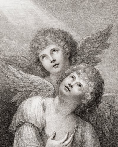 Due cherubini. Due angeli. da Rev. Matthew William (after) Peters