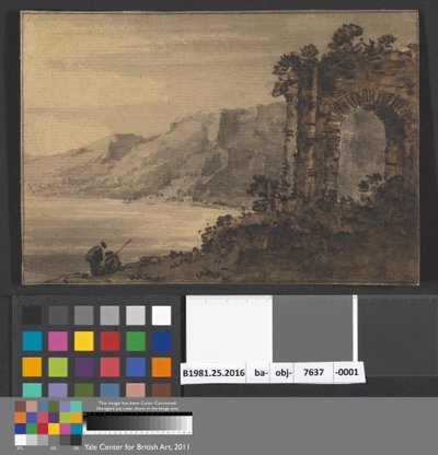 Paesaggio classico con due figure sulla riva del lago da Rev. William Gilpin