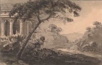 Paesaggio con edificio classico a sinistra da Rev. William Gilpin