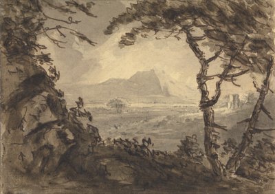 Paesaggio con montagna al centro della distanza da Rev. William Gilpin