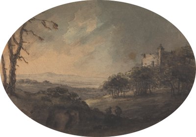 Paesaggio con Due Uomini su una Collina e un Castello in Lontananza da Rev. William Gilpin