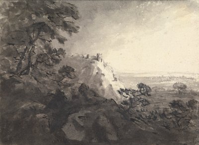 Paesaggio con un castello su una collina in lontananza da Rev. William Gilpin