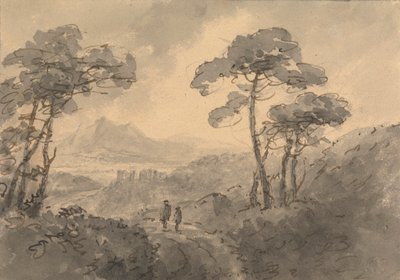 Paesaggio montano con due figure su una strada tortuosa da Rev. William Gilpin