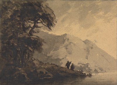Due Figure sulla Riva con Montagna sullo Sfondo da Rev. William Gilpin