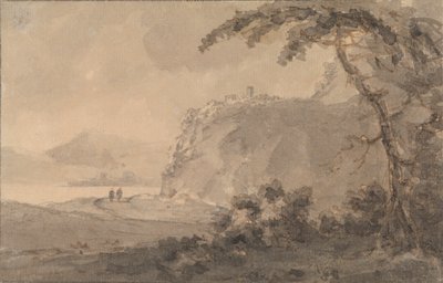 Due figure su una strada vicino a un lago da Rev. William Gilpin