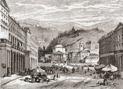 Una strada a Torino, Italia, alla fine del XIX secolo. Da Immagini Italiane di Rev. Samuel Manning, pubblicato c.1890. da Reverend Samuel Manning