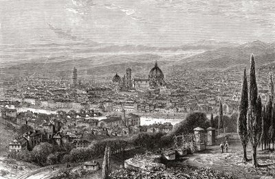 Veduta di Firenze, Toscana, Italia dalla terrazza di San Miniato, alla fine del XIX secolo. Da Italian Pictures di Rev. Samuel Manning, pubblicato c.1890. da Reverend Samuel Manning