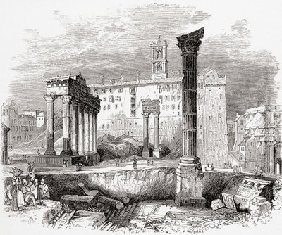Nel Foro, guardando verso il Campidoglio, Roma, Italia, alla fine del XIX secolo. Da Immagini Italiane di Rev. Samuel Manning, pubblicato c.1890. da Reverend Samuel Manning