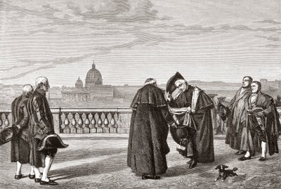 Sul Colle Pincio, Roma, Italia, con San Pietro sullo sfondo alla fine del XIX secolo. Da Immagini Italiane di Rev. Samuel Manning, pubblicato c.1890. da Reverend Samuel Manning