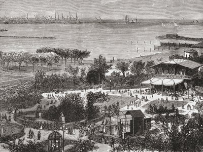 Giardini pubblici e rada di Livorno, alias Leghorn, Toscana, Italia alla fine del XIX secolo. Da Italian Pictures di Rev. Samuel Manning, pubblicato c.1890. da Reverend Samuel Manning
