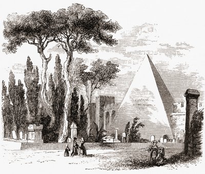 Il cimitero protestante e la Piramide di Cestio, Roma, Italia, fine XIX secolo. Da Italian Pictures di Rev. Samuel Manning, pubblicato c.1890. da Reverend Samuel Manning
