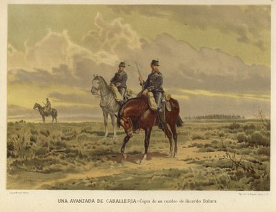 Un avamposto della cavalleria (cromolitografia) da Ricardo Balaca y Canseco