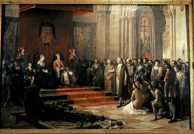 Colombo con i Re Cattolici (Isabella e Ferdinando) di... da Ricardo Balaca y Canseco