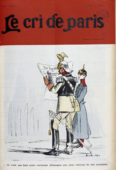Imperatore di Germania (?) che legge un giornale che denuncia scandali (ma quali?) , di Florès-couv. "Le Cree de Paris" 21/11/1909 da Ricardo Flores