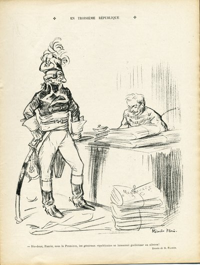 Illustrazione di Ricardo Flores (1878-1918) in Le Lire, 29/11/13 - Nella Terza Repubblica - Iere Republique - Generale Generaux, Baptiste Faurie (1853-1938) da Ricardo Flores