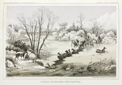 Attraversamento del fiume Hellgate, Montana, USA, 6 gennaio 1854 da John Pardon