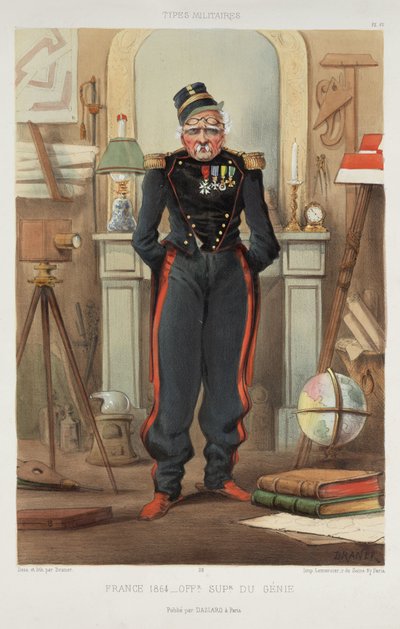Francia 1864 - Un ufficiale superiore di genio, da una serie di litografie a colori disegnate e incise da Draner chiamate 