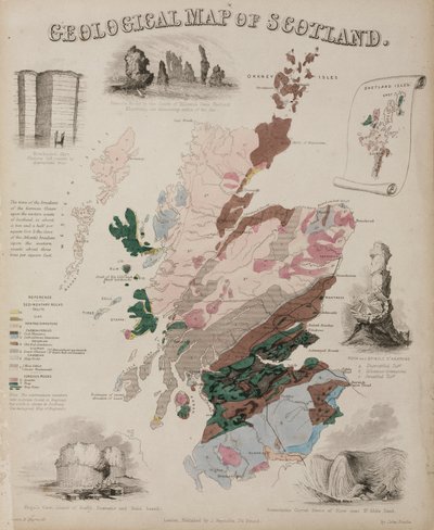 Mappa geologica della Scozia, c. 1850 da John Pardon